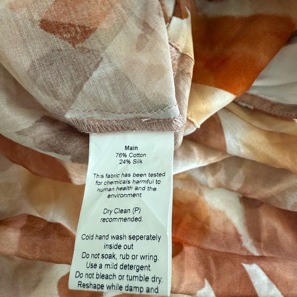 Ginger Smart Womens Silk Cotton Blouse Sz 14 Orange Flutter Sleeve Abstract Top - Picture 7 of 9